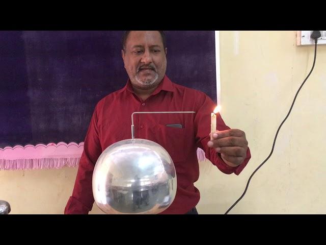 Physics Videos: Action of points, electric wind, corona discharge using Van de Graaf generator