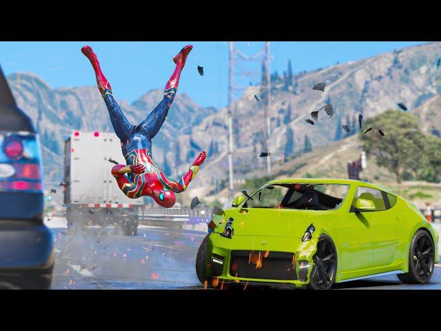 GTA 5 SPIDERMAN Car & Bike Stunt Funny Fails - Spider-man Gameplay (Euphoria Ragdolls) #54