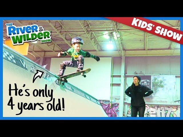 SKATEBOARDING: 4 YEAR OLD SKATER FIRST TIME ON HALFPIPE