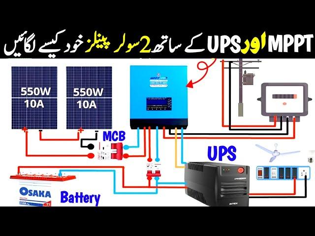 How to Connect Solar Panel with UPS and MPPT | Solar Panels Installation @elegantpowertech