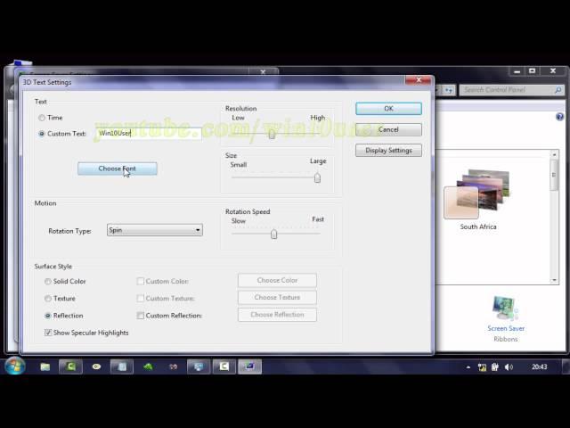 Windows 7 Tips : How to Custom Text in 3D Text ScreenSaver
