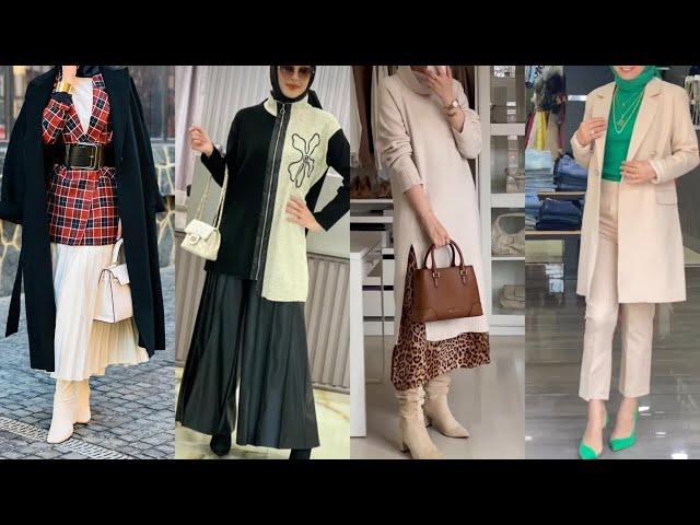 موضة شتاء2023جديد الملابس شتوية تنسيقات محجبات بأفكاراكثر اناقة/hijab style/hijab tutorial