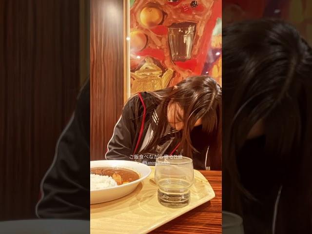 Kanon can sleep while eating, she's really tired.