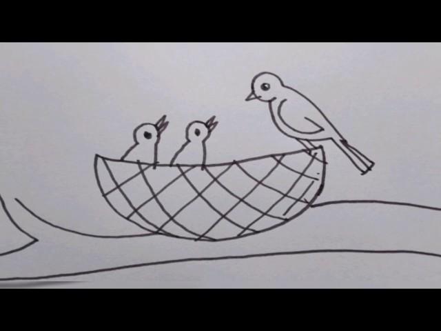 How to draw a bird nest/ Drawing step by step /Kids topic