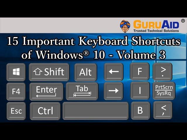 15 Important Keyboard Shortcuts of Windows® 10 - Volume 3 - GuruAid