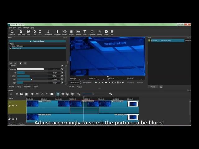 shotcut video editor tutorial | How to blur text or video