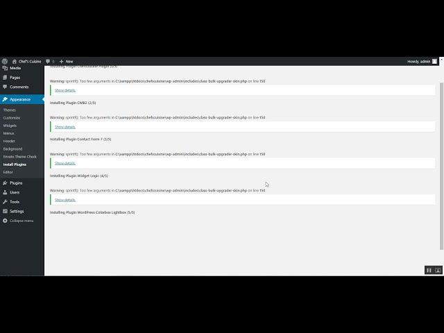 How to install plugins for Chef's Cuisine Food & Recipe Theme