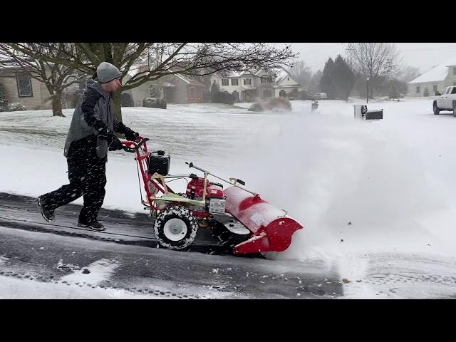 Clearing Snowy Driveways With The Power Broom - Turf Teq Snow Removal Machines