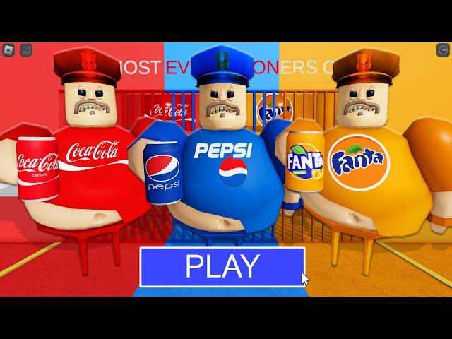 COCA-COLA BARRY Vs PEPSI BARRY Vs FANTA BARRY in BARRY'S PRISON RUN! New Scary Obby (#Roblox)