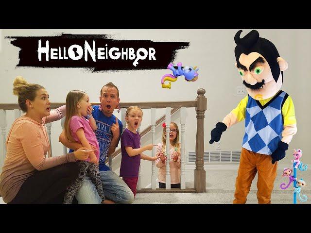 Hello Neighbor in Real Life!!! Fingerling Minis Scavenger Hunt! WE RESCUE A KID!!!