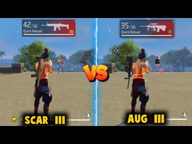 NEW AUG - III VS SCAR - III DAMAGE ABILITY TEST | AUG ABILITY CHANGE | BEST AR GUN -FREE FIRE