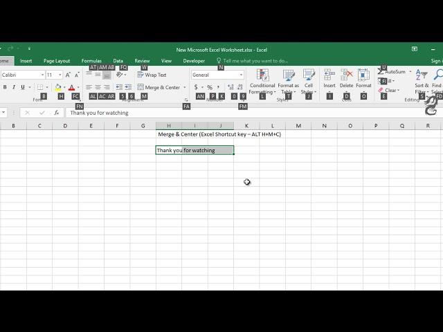 Shortcut Key to Merge & Center in Excel