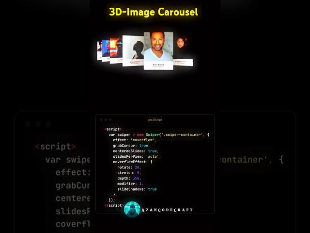 Create a 3D Image Carousel with HTML, CSS#html #coding #viralshorts #shorts #trending #javascript