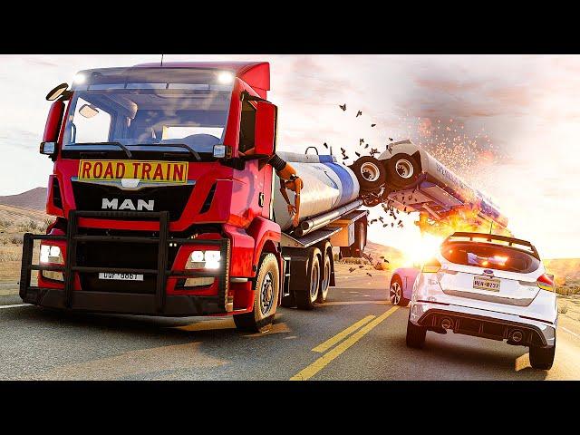 Road Train and Car Crashes #01 | BeamNG.Drive