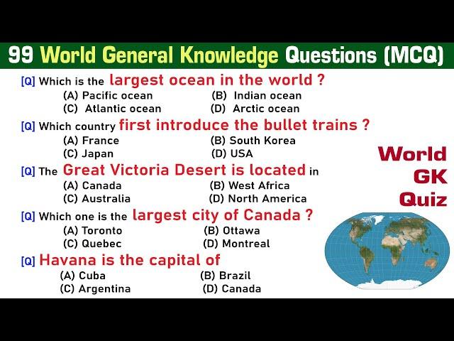 99 World General Knowledge Questions and Answers | World GK MCQ | World GK Quiz Questions English