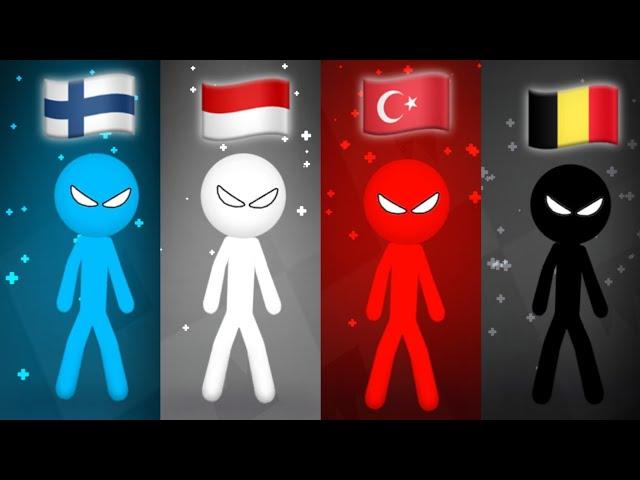 Indonesia vs Finland vs Turkey vs Belgium in the game Stickman Party | INTERNATIONAL GAMES ️