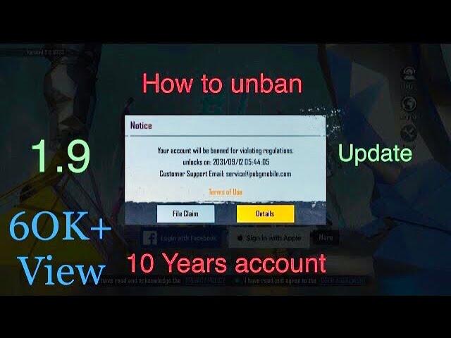 How to Unban PUBG account 10 years banned |Unban 10 years Account | 1.9 update Method