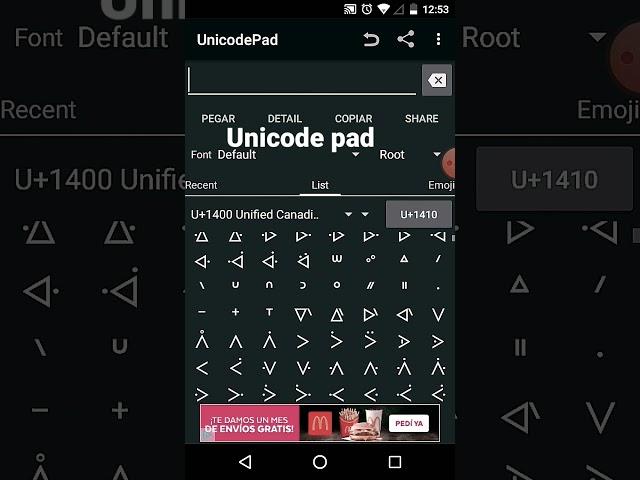 la mejor app para apodos de jugadores..Unicode pad