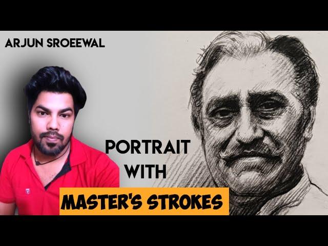 How to draw a Portrait || master's strokes ||pencil portrait drawing tutorial ||