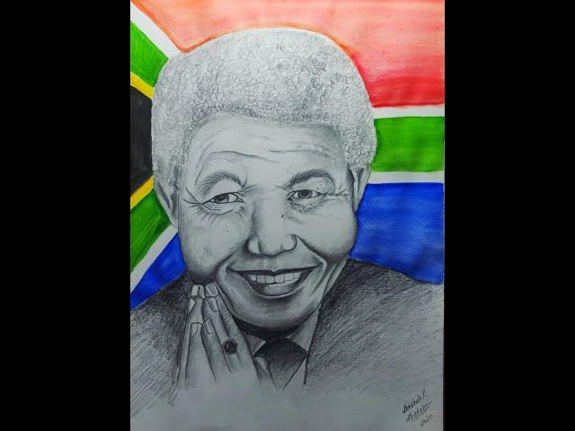 NELSON MANDELA POTRAIT SKETCH || PENCIL SKETCH & WATER COLOUR