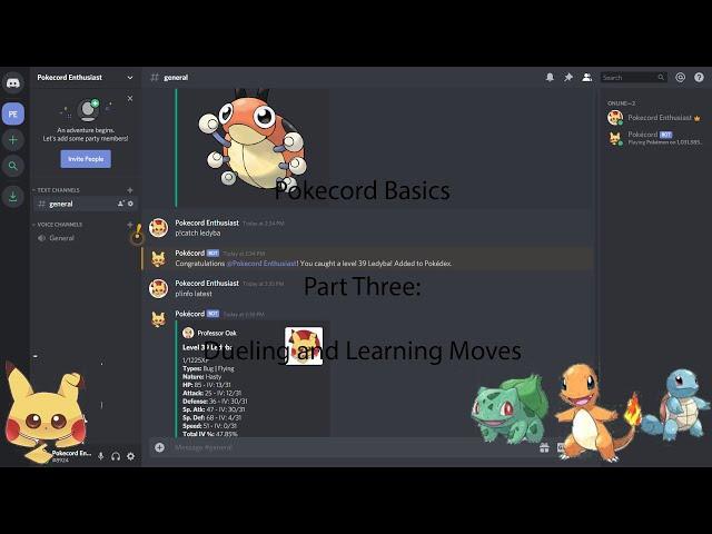 Pokecord Basics Ep 3. - How To Put Moves on Pokemon and Duel