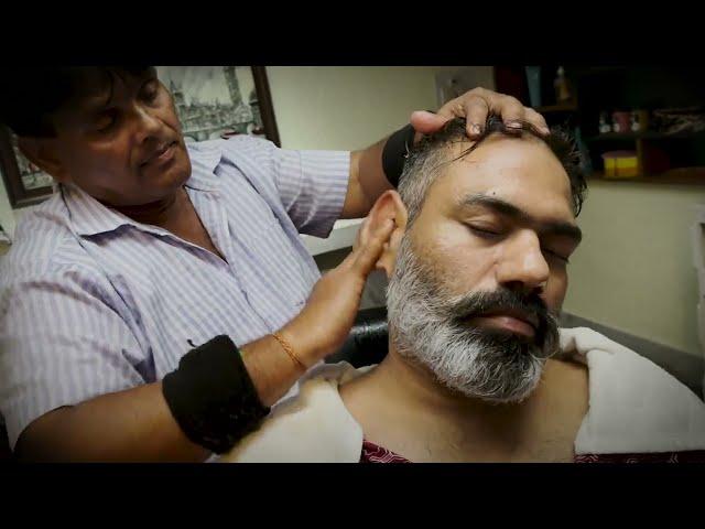 Asmr head massage with wooden tool, deep tissue back massage, hand massage by Indian Sleepy Barber