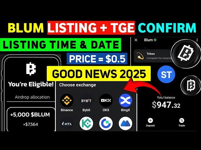 Blum Binance Withdrawal Listing Confirm | Blum Listing Date I Blum New Update | Good News  Listing