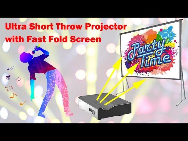 Ultra Short Throw Projector with Outdoor Fast Fold Screen