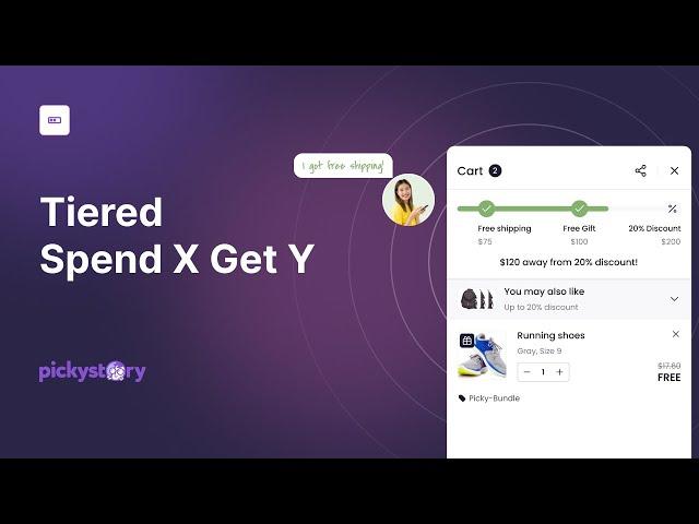 Tiered Spend X Get Y for Shopify brands by PickyStory