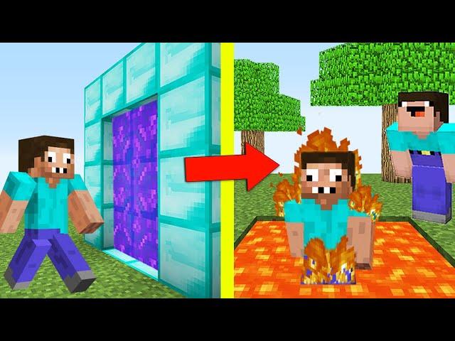 НУБ ЗАТРОЛЛИЛ ПРО ПОРТАЛОМ В МАЙНКРАФТ ! НУБИК И 7 ПРАНКОВ НАД ПРО В MINECRAFT Дак Плей