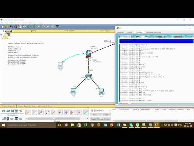 Step by Step Configure Internet Access on Cisco ASA5505 on Cisco Packet Tracer_Full Video