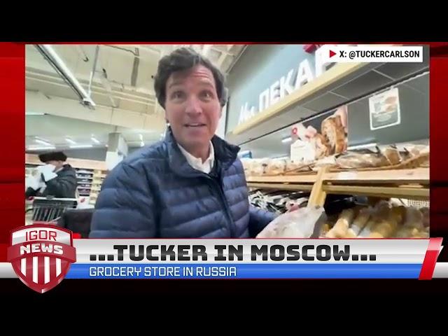 Tucker Carlson Shopping in Russian Grocery Store (Full)