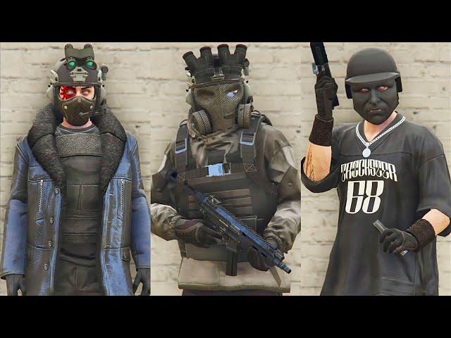 GTA V - 5 Easy Tryhard Outfits Tutorial #191 (Black Outfits 2024)