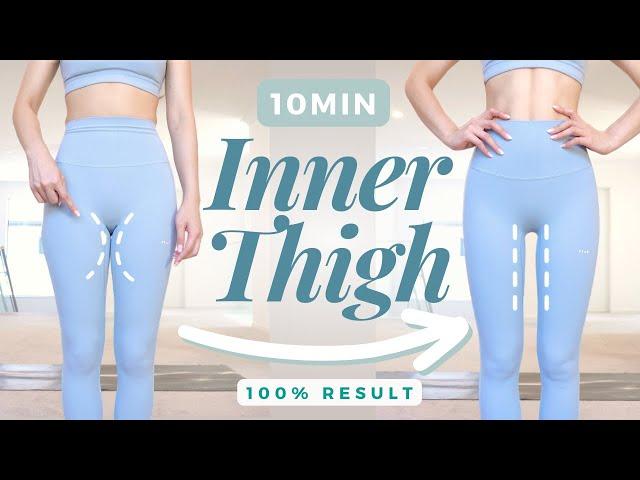 10min Inner Thighs Burn + Stretches | Get Thighs Gap Easily | No Jumping (100% Result)