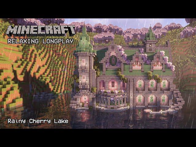 Minecraft Relaxing Longplay - Rainy Cherry Lake - Cozy Cottage House (No Commentary) 1.21