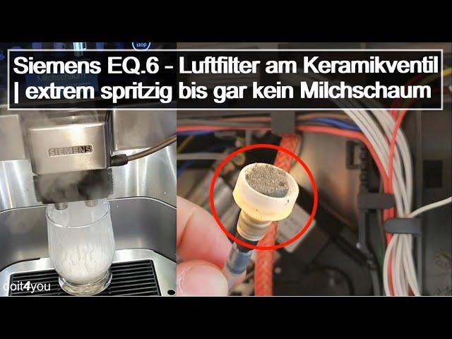 Siemens EQ6 - Troubleshooting milk frother problems - does not spray or draw milk