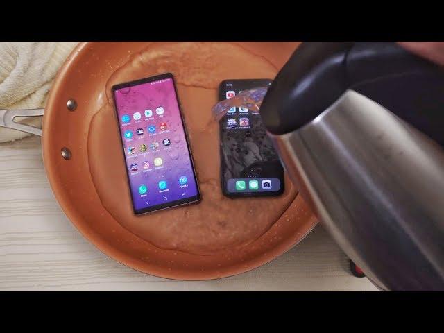 Note 9 vs iPhone X HOT Water Test! 