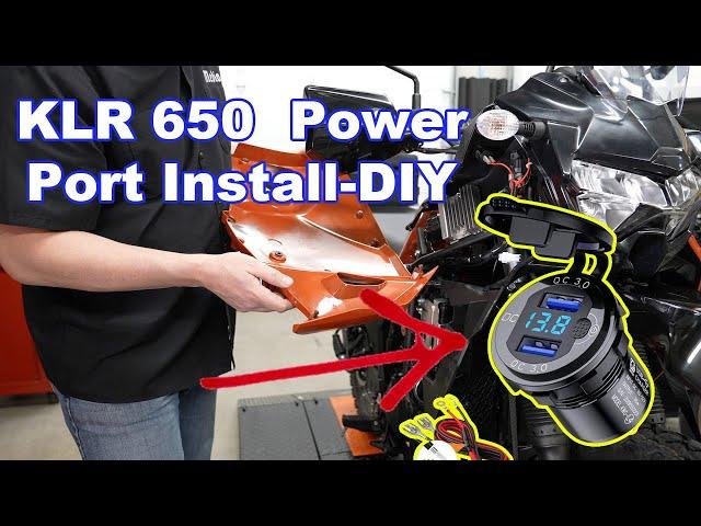 Install USB or 12 Volt Power Port on 2022 or Newer Kawasaki KLR 650 Motorcycle