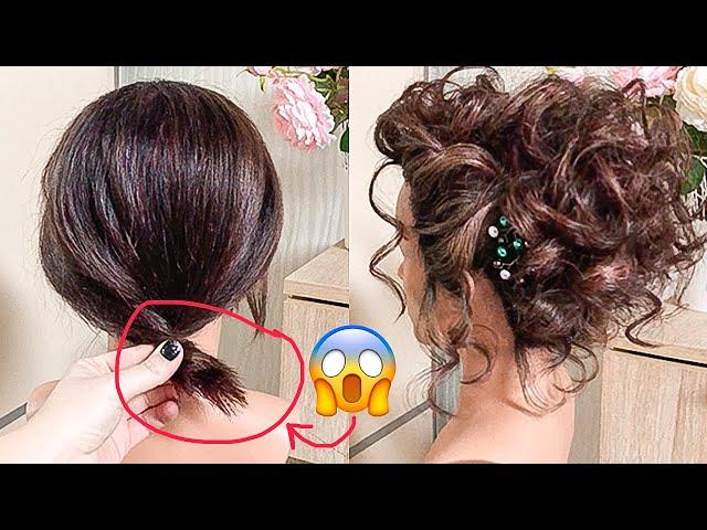 Простая Прическа на Короткие и Редкие волосы. Прическа на Новый год. Easy Short Hairstyles ©LOZNITSA