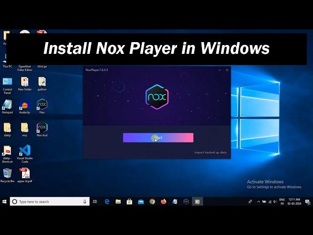 How to install Nox emulator in windows 10