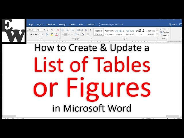 How to Create and Update a List of Tables or Figures in Microsoft Word