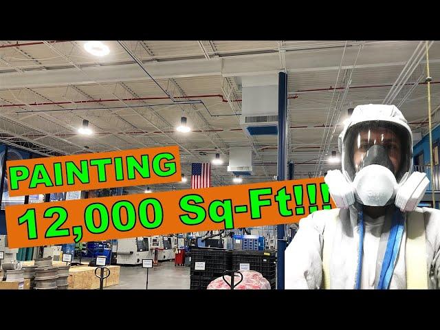 Painting LARGE industrial warehouse ceiling using Graco sprayer and PPG Dryfall Paint