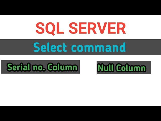 How to generate serial number column through select query in sql server