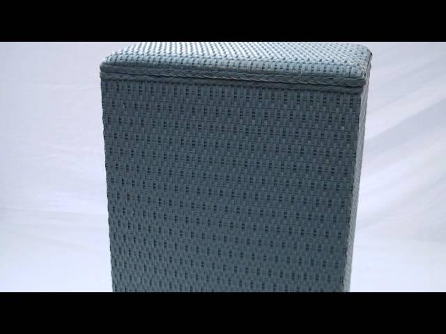 VINTAGE MID CENTURY MODERN 1960's BLUE WICKER WOVEN LAUNDRY CLOTHES HAMPER