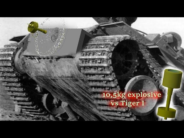 Churchill AVRE Petard vs Tiger lower hull front armor | Explosion Simulation 808 / Pentolite