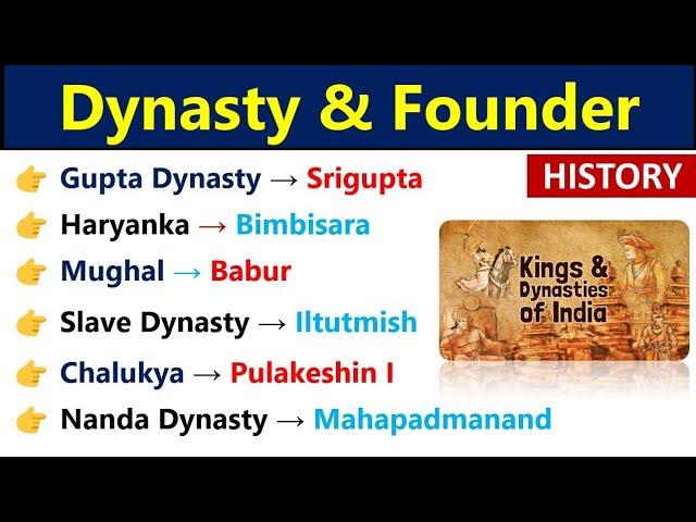 Dynasties And Their Founders | राजवंश और उनके संस्थापक | History Questions And Answers| History Gk |