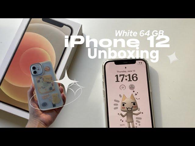 iPhone 12 unboxing ￼in 2024 (white) 64gb aesthetic set up 