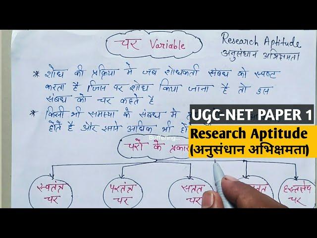 Research aptitude (अनुसंधान अभिक्षमता) types of variable || characteristic of variable imp UGC- NET