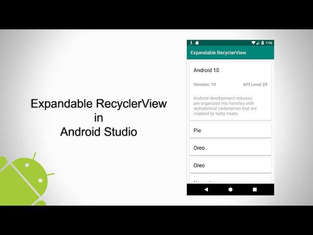 Expandable RecyclerView in Android Studio