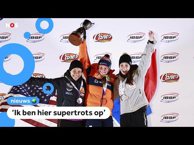 Kimberley Bos wint als eerste Nederlander ooit WK-goud bij skeleton